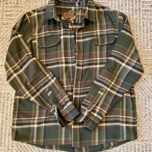 Orvis Brown & Green Plaid Shirt Jacket XL